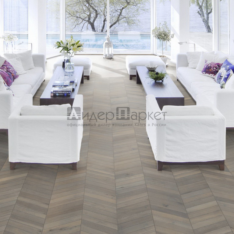 Фриз дуб Шеврон Серый Черс (Kahrs Oak Grey)