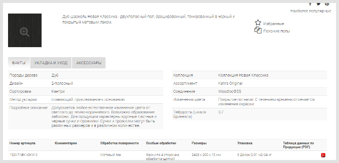Kahrs представила на официальном сайте карты продуктов